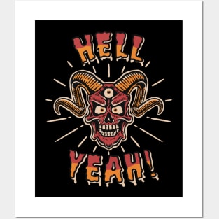 scary three eyed devil skull Posters and Art